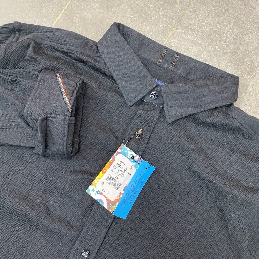 Robert Graham Modern Americana Black Button Up Shirt Tailored fit Men’s 3XL NWT